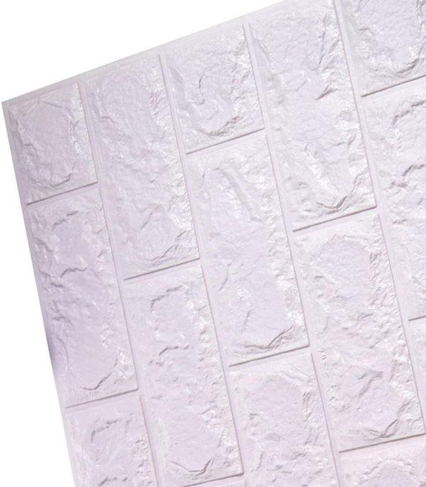 3D Wall Sticker White Brick Sheet (70×77 cm) – Waterproof Self-Adhesive Wallpaper for Bedroom & Living Room