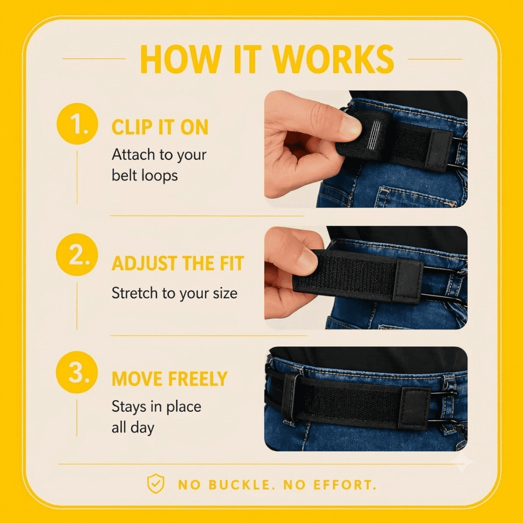 Wellush® Wide Buckleless Belt Hook | Invisible Velcro Waist Support