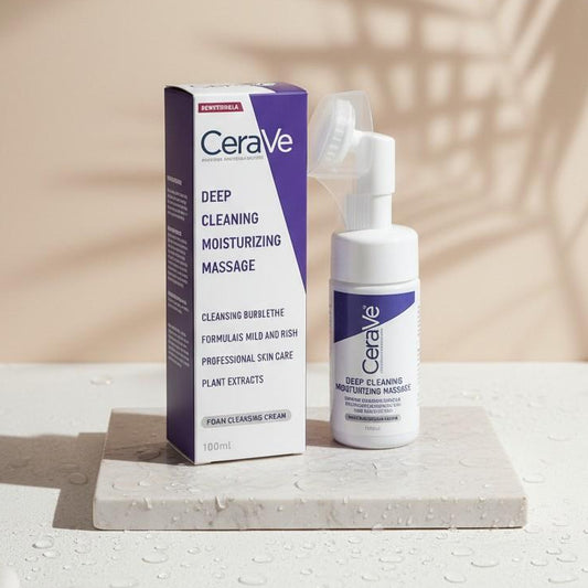 CeraVe skincare product and packaging on a neutral background