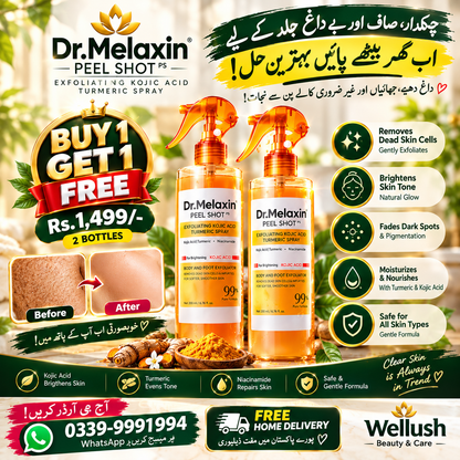Dr.Melaxin Peel Shot Exfoliating Kojic Acid Turmeric Spray  wellush
