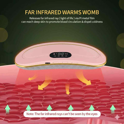 Pink far infrared warming device with digital display on a dark background