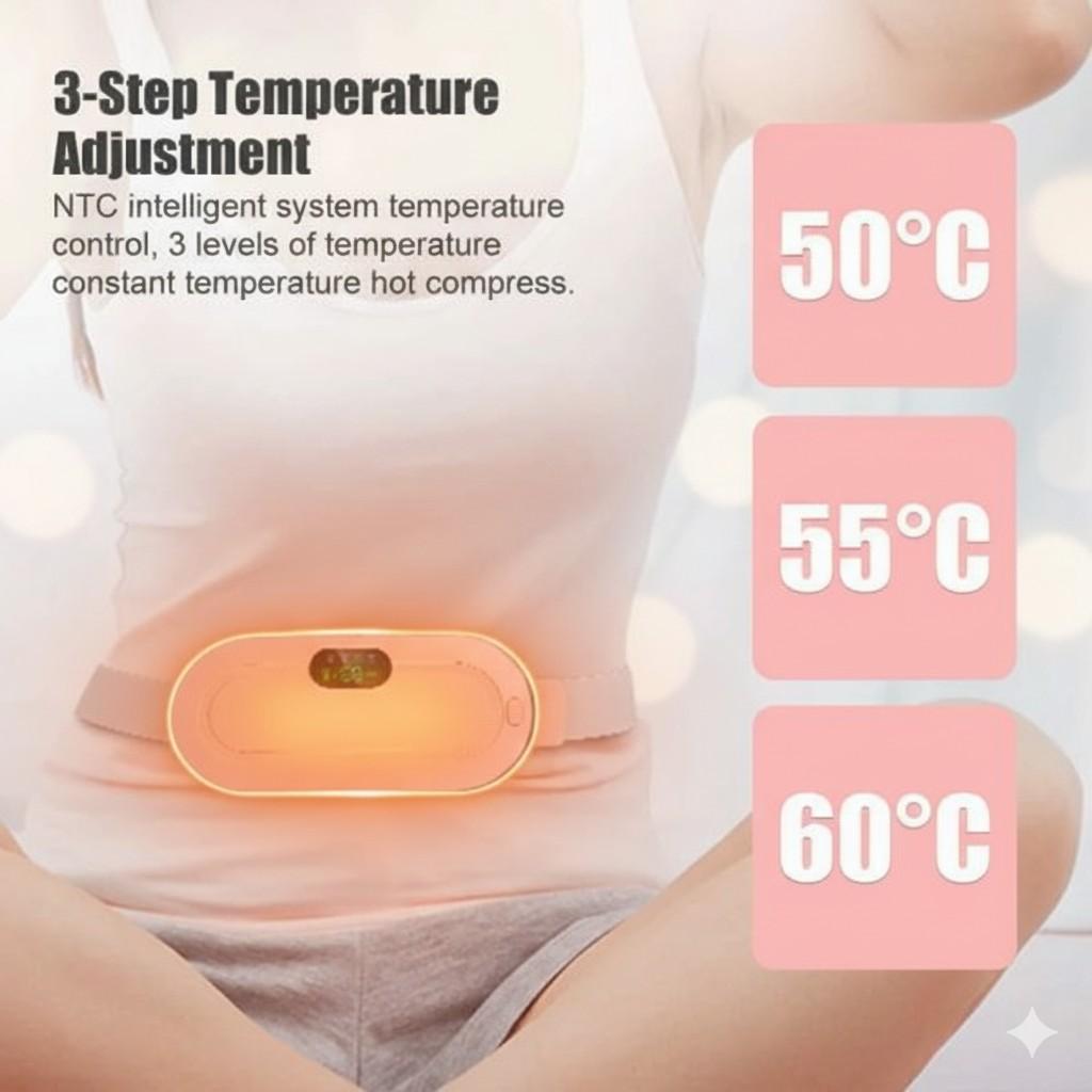 Hot compress device with temperature adjustment options on a person's back