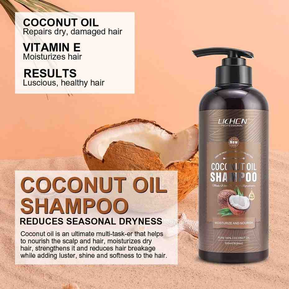 Lichen Coconut Oil Hair Shampoo – 500ml Sulfate-Free, Vegan & Color-Safe Formula