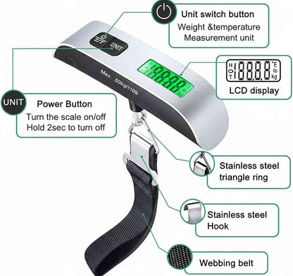 Portable Digital Luggage Scale — LCD Display & Unit Conversion for Travel