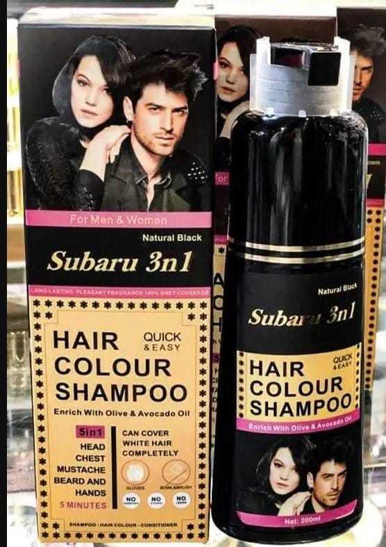 Subaru 3 in 1 Black Hair Color Shampoo For Men & Women 200 ML