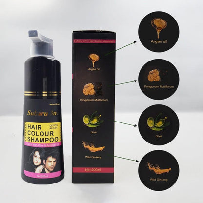 Subaru 3 in 1 Black Hair Color Shampoo For Men & Women 200 ML