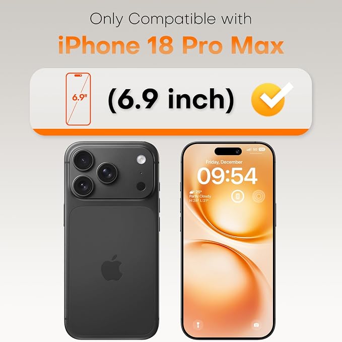 Tempered Glass Screen Protector for iPhone 18 Pro & Pro Max