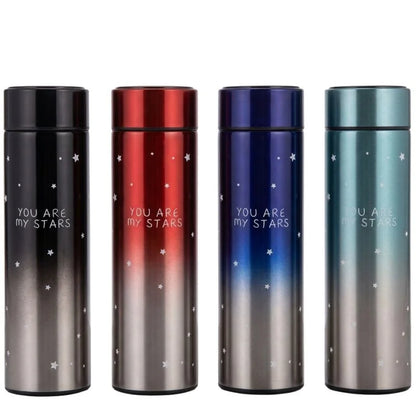 LED Temperature Display Water Bottle Stars Design  | Smart Stainless Steel Vacuum 500ml Flask | Random Color