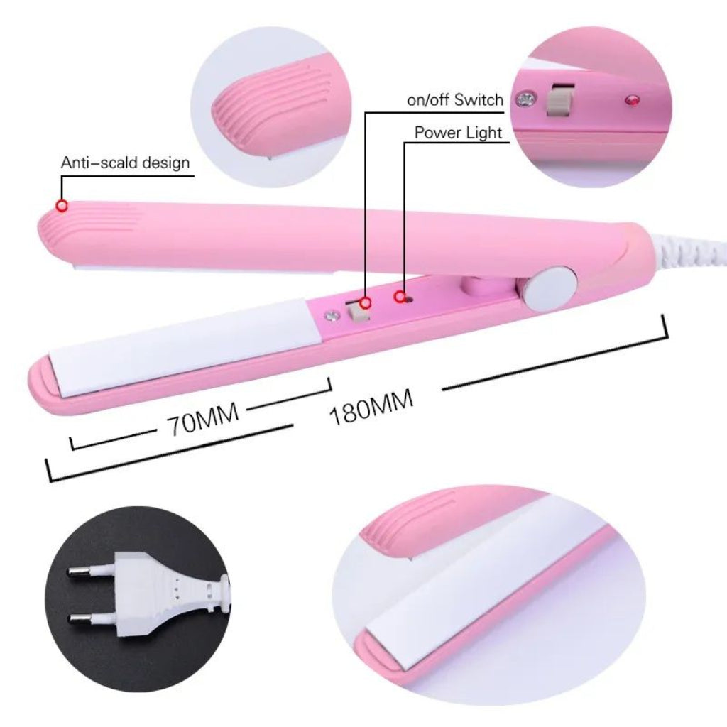 Mini Hair Straightener - Lightweight & Portable with Adjustable Heat