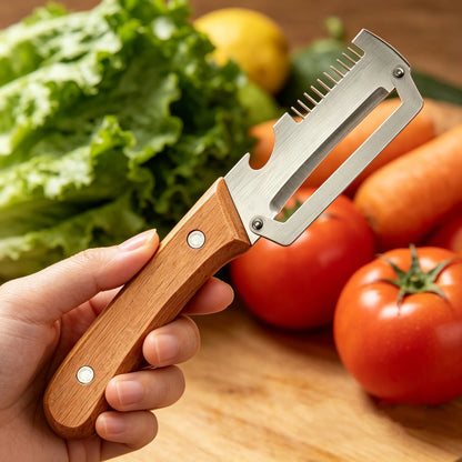 2026 Wooden Multi Functional Vegetable Peeler with Ergonomic Handle for Peeling and Slicing Fruits and Vegetables Durable Smooth